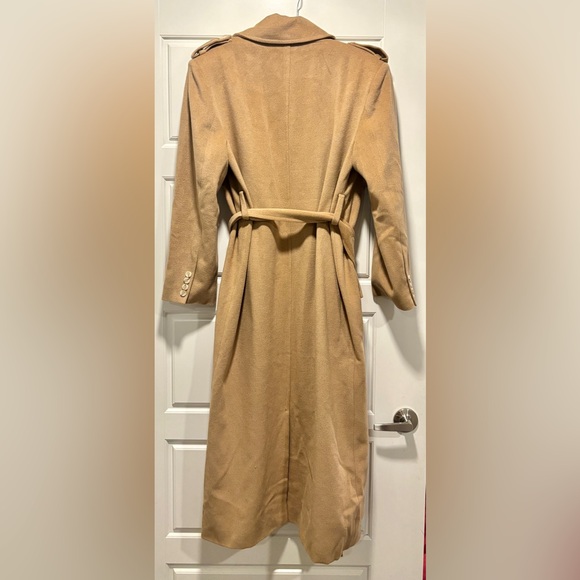 NWT • JLUXLABEL • CAMEL SAVANNAH BELTED WOVEN COAT • SMALL • SHOULDER PADS - Picture 3 of 5